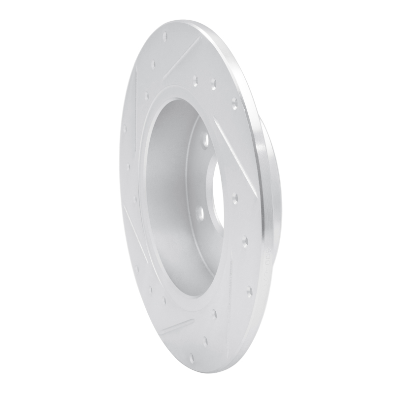 Nissan Kicks Brake Rotor (1) - Rear Right - R1 Concepts - Drilled & Slotted - Silver - `19-`25